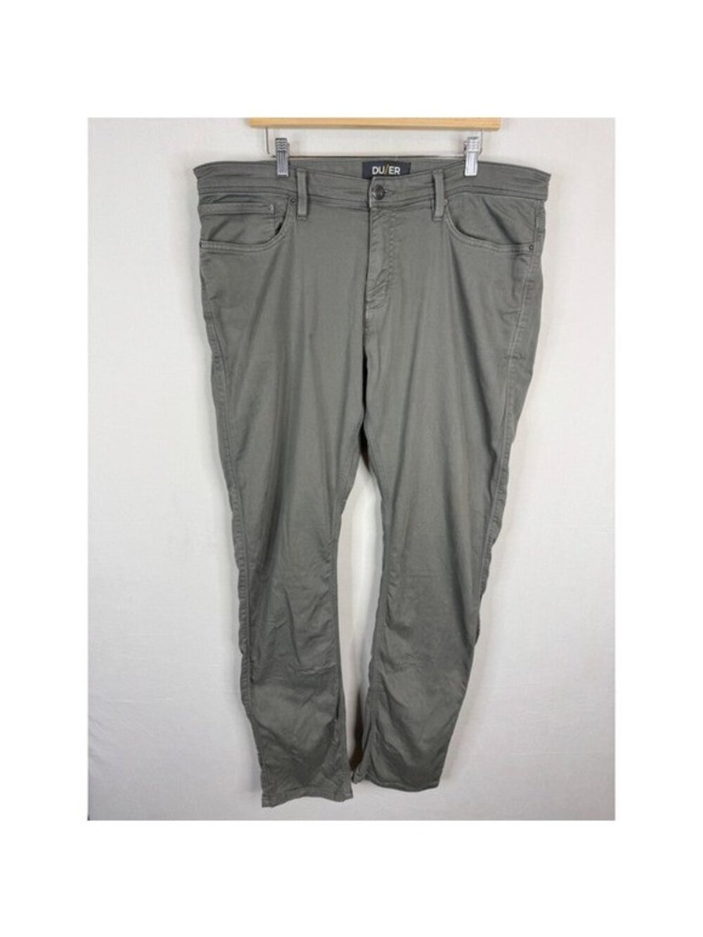 DU/ER N2X Relaxed Taper Performance Pants Mens 38x34 Olive Grey Stretch Chino